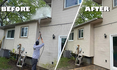 Starwash Professional Lake County Il power washes gutters from grime buildup